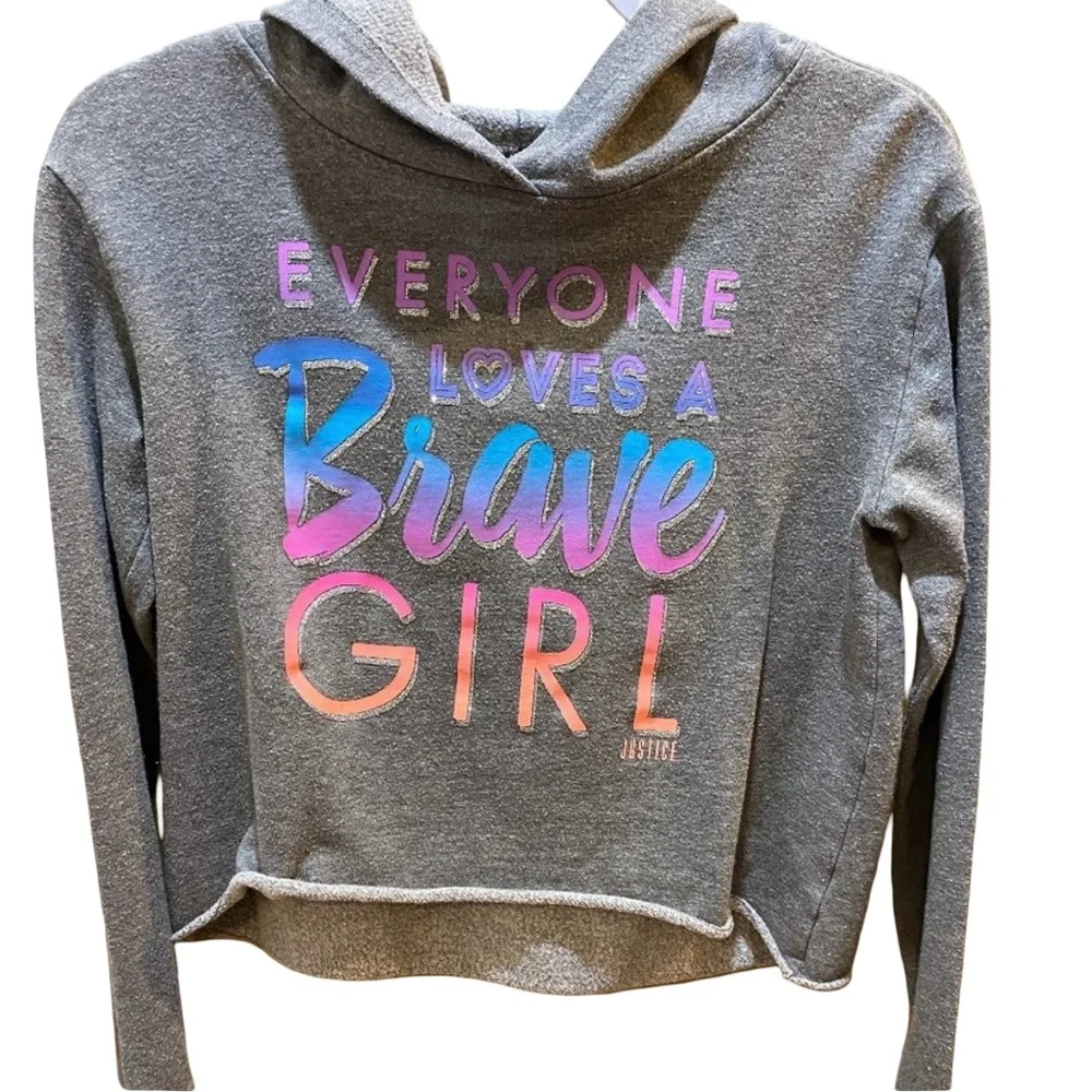 Adorable and stylish Justice cropped hooded sweatshirt size 14